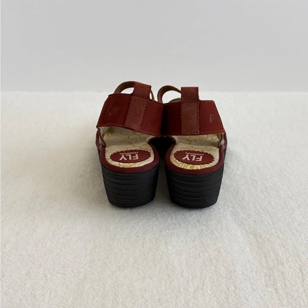 Fly London Multicolor Elastic Strap Wedge Sandals - Picture 6 of 8